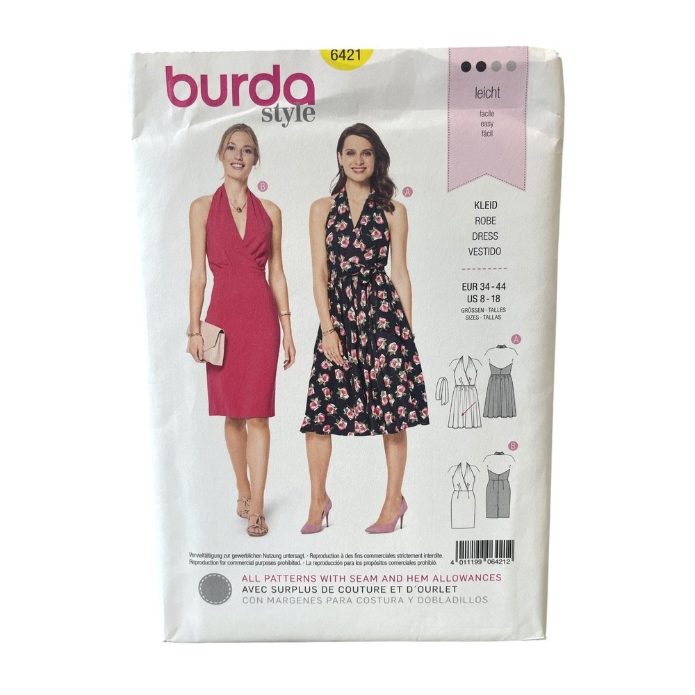 Burda Style 6421 Halter Wrap Dress US 8-18 EUR 34-44‎ Modern Easy Sewing